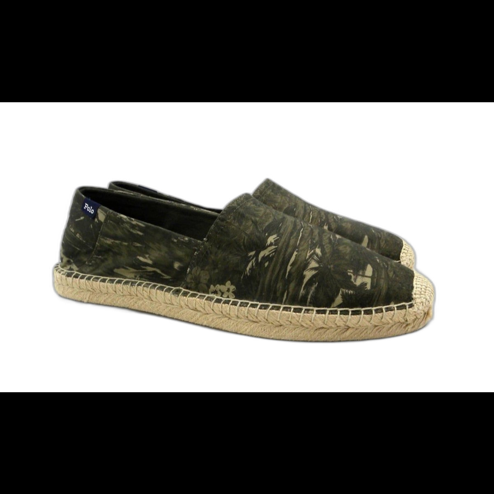 Polo Ralph Lauren Men's Green Floral Espadrille Slip-On Shoes 10